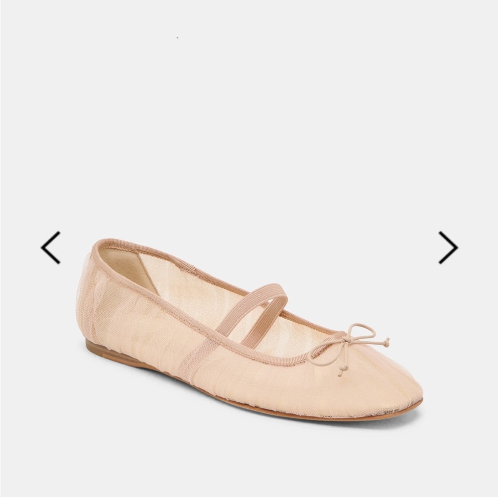 Dolce Vita Raeven Praline Tulle Neutral Nude Beige Mesh Square Toe Ballet Flats - Picture 13 of 16